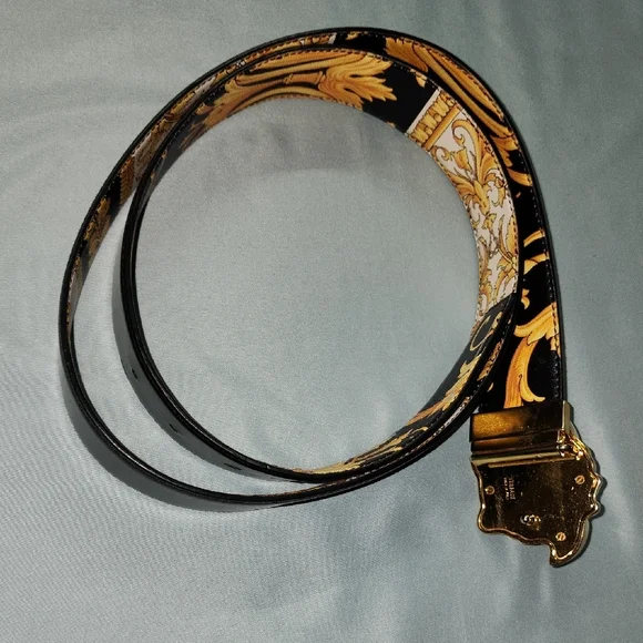 Versace Black Belt with Gold Buckle - Picture 4 of 12